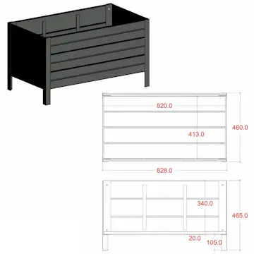Blomlåda PLUS Classic L:83 B:46 H:46,5cm