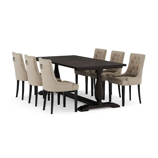 Matgrupp Bloomington Dijon Rektangulärt Matbord 200 cm med 6 Viktoria Matstol