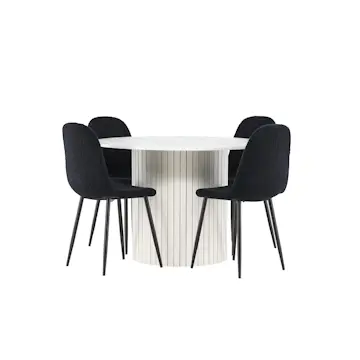 Matgrupp Venture Home Härön Ø110 med 4 st Polar Stolar Teddy