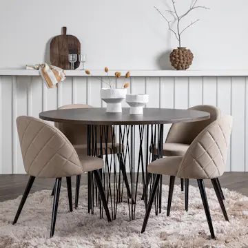 Matgrupp furniture/fashion Stone med 4 Velvet Stitches Stolar