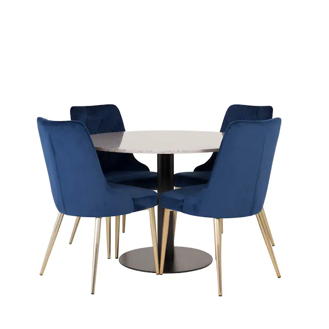 Matgrupp Venture Home Roxanna Grå Bord med 4 Vera Stolar Sammet