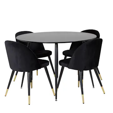 Matgrupp Venture Home Silvia med 4 Valentina Stolar Sammet Runt