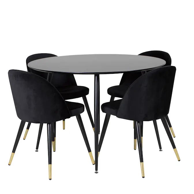 Matgrupp Venture Home Silvia med 4 Valentina Stolar Sammet Runt