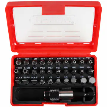 Bitsset Tecos 31 Delar röd i box