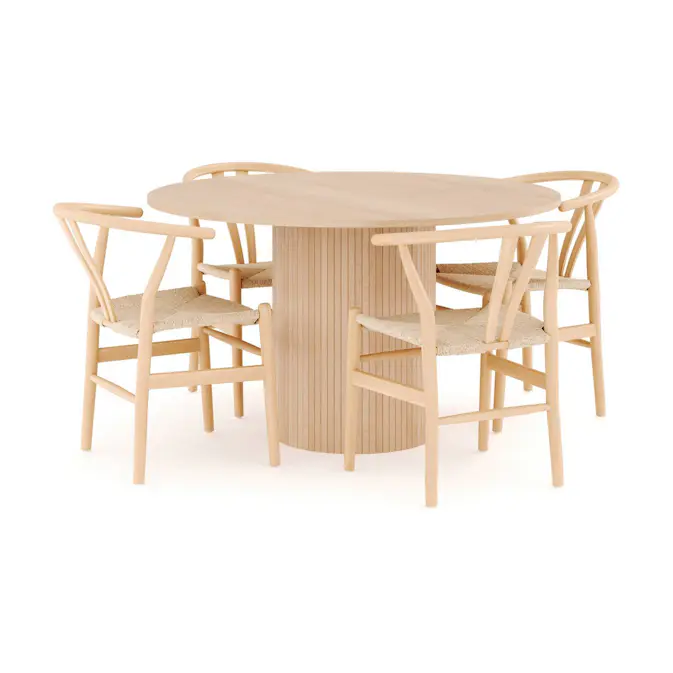 Matgrupp Bark Kopparbo Runt Matbord 130 cm med 4 Dastoori Matstol