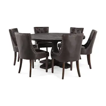 Matgrupp Bloomington Dijon Runt Matbord 150 cm med 6 Tuva Matstol