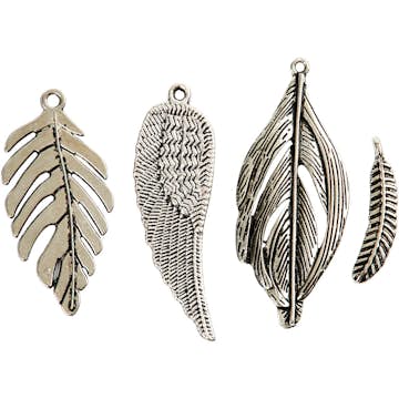 Berlocker Creativ Company Fjädrar Hål 12-20 mm 4x10-pack