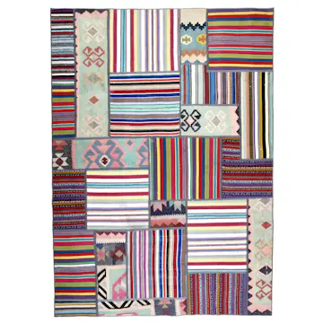 Persisk Patchworkmatta Arkiio Kelim Flerfärgad 164x232