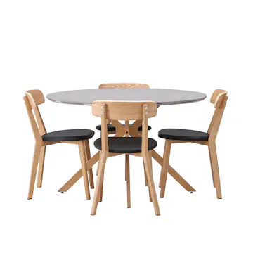 Matgrupp Venture Home Piazza Ø120 cm med 4st Sanjos Matstolar