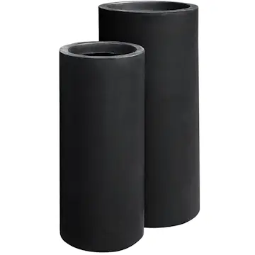 Ytterkrukor Lyfco Hög & Svart 2-pack, Fiberarmerade för Svenskt Klimat