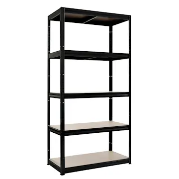 Hylla Home It Stål Med 5 Trävåningar 1800×900×450 mm Svart