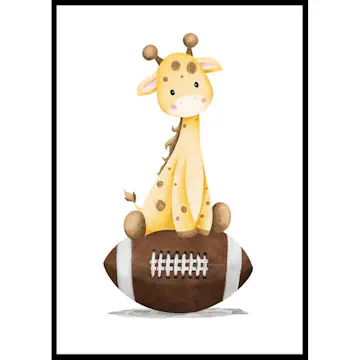Poster Gallerix Giraffe With American Football