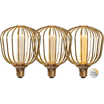 LED-lampa Star Trading E27 G125 Basket Gold