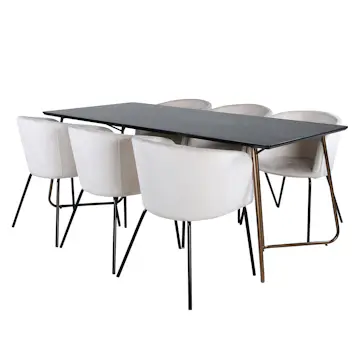 Matgrupp Venture Home Annika med 6 Bergen Stolar Sammet