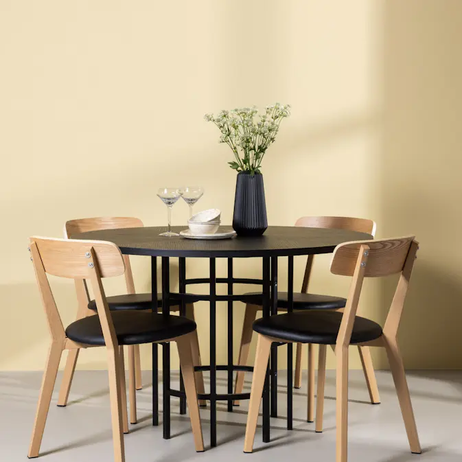 Matgrupp Venture Home Copenhagen Ø 115 cm med 4 Sanjos Stolar