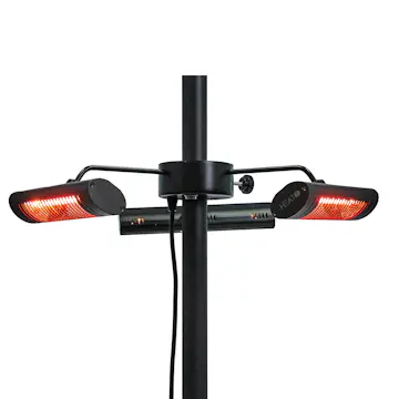 Infravärmare HEAT1 ECO High-line 3x670W Terrassvärmare för Parasol, Svart Aluminium