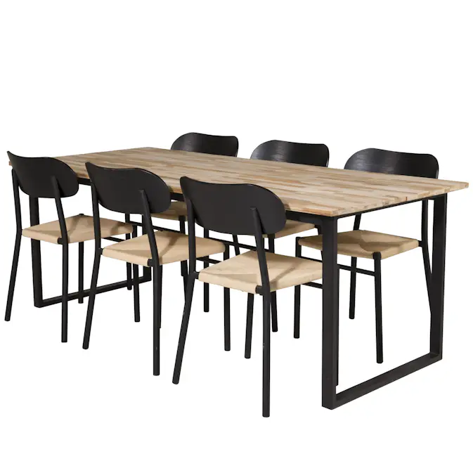 Matgrupp Venture Home Cornelia med 6 Peggy Stolar Svart