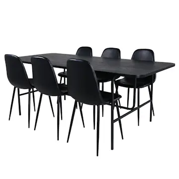 Matgrupp Venture Home Chicago Svart med 6 Pobbie Stolar
