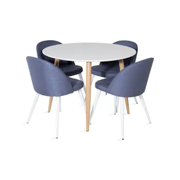 Matgrupp Basic Home Pelle Runt Matbord 100 cm med 4 Sedavi Matstol