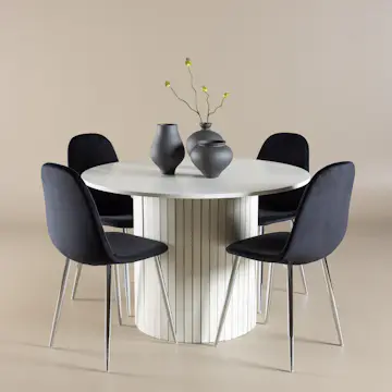 Matgrupp Venture Home Härön Ø110 med 4 st Polar Stolar Sammet