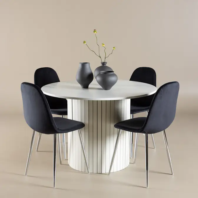 Matgrupp Venture Home Härön Ø110 med 4 st Polar Stolar Sammet