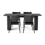 Matgrupp Bark Kopparbo Rektangulärt Matbord 180-240 cm Förlängningsbart med 4 Jerup Matstol