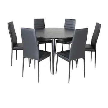 Matgrupp Venture Home Dipp Ø115 cm med 6 Slim Stolar