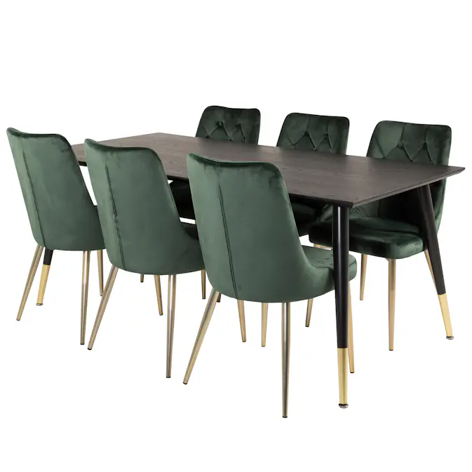 Matgrupp Venture Home Dipp med 6 Velvet Deluxe Stolar