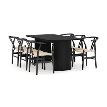 Matgrupp Bark Kopparbo Rektangulärt Matbord 160 cm med 6 Dastoori Matstol