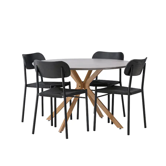 Matgrupp Venture Home Piazza Ø120 cm med 4st Polly Matstolar