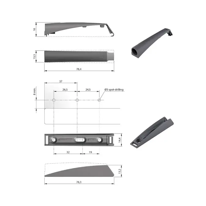 Luckdämpare Beslag Design K-push Komplett med Magnet