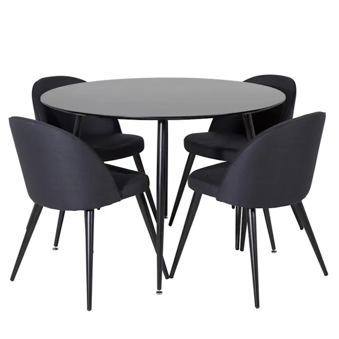 Matgrupp Venture Home Silvia med 4 Valentina Stolar Polyestertyg Runt