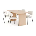 Matgrupp Bark Kopparbo Rektangulärt Matbord 180-240 cm Förlängningsbartt med 4 Gemmiano Matstol