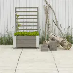 Blomlåda PLUS Cubic med Spalje Gråbrun 87x50x130 cm