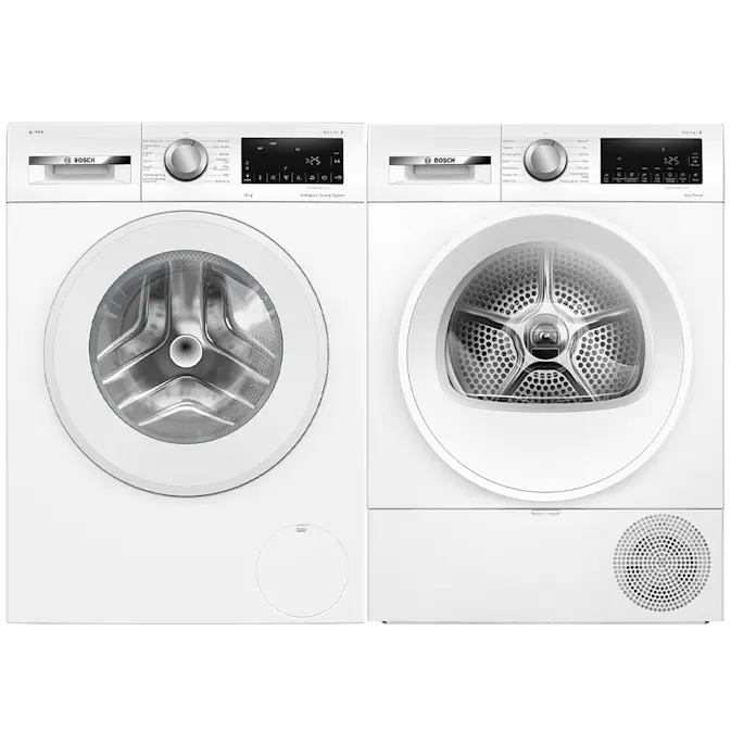 Tvättmaskin och Torktumlare Bosch WGG254FLSN + WQG2420ASN Serie 6 Vit