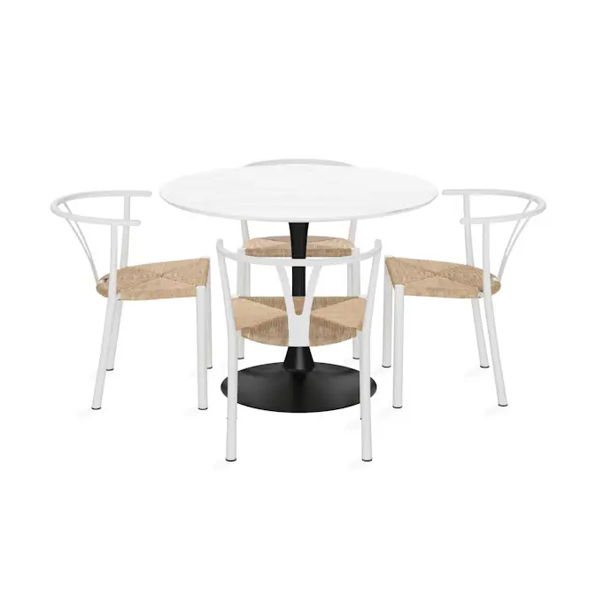 Matgrupp Basic Home Caitly Runt Matbord 100 cm med 4 Elysia Matstol