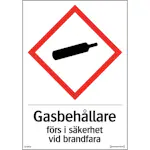 Skylt Systemtext Gas Brandfarlig Dekal