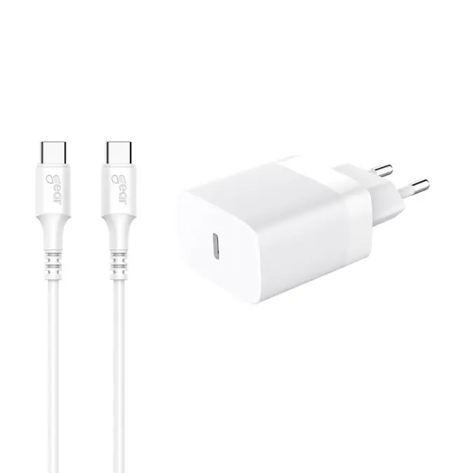 Laddare GEAR 220V 1xUSB-C PD/PPS 30W + Cable USB-C to USB-C