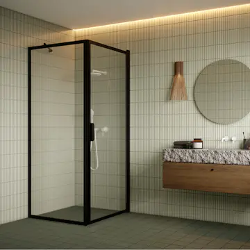 Duschhörn Hietakari Bläk 755 New York Fast Vägg och Vändbar Dörr