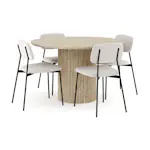 Matgrupp Andrarum Uppveda Runt Travertin Matbord 120 cm med 4 Lowe Matstol