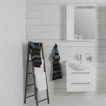 Möbelpaket Noro Newport 600 Matt Vit med Spegelskåp Vänster