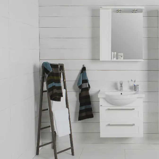 Möbelpaket Noro Newport 600 Matt Vit med Spegelskåp Vänster