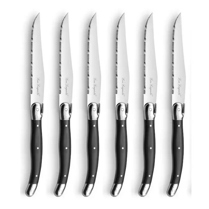 Grillknivar Lou Laguiole i Träblock Tradition 6-p