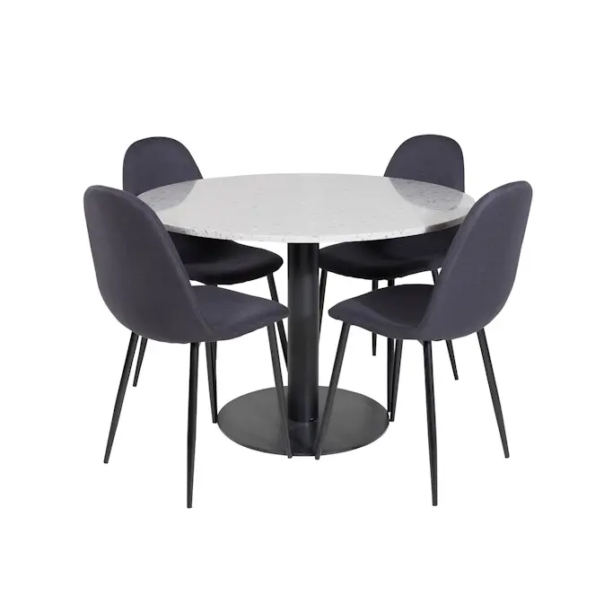 Matgrupp Venture Home Roxanna med 4 Pobbie Stolar Polyestertyg Runt