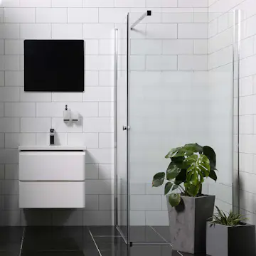 Duschhörn Bathlife Mångsidig Rak Vägg + Rak Dörr Delvis Frostat Glas