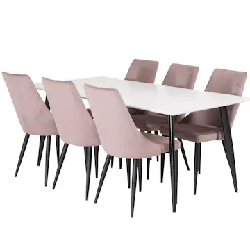 Matgrupp Venture Home Pobbie med 6 Laura Stolar Svarta Ben