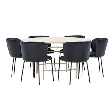 Matgrupp Venture Home Copenhagen Ø140 cm med 6st Edina Matstolar