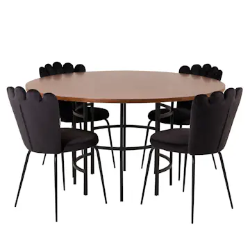 Matgrupp furniture/fashion Copenhagen med 4 Svarta Limhamn Light Stolar