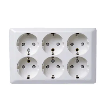 Vägguttag Elko 6-vägs RS Renvit