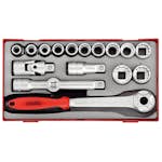 Hylsnyckelsats 18 delar med 12-kanthylsor Teng Tools TT1218 / TT1218-6
